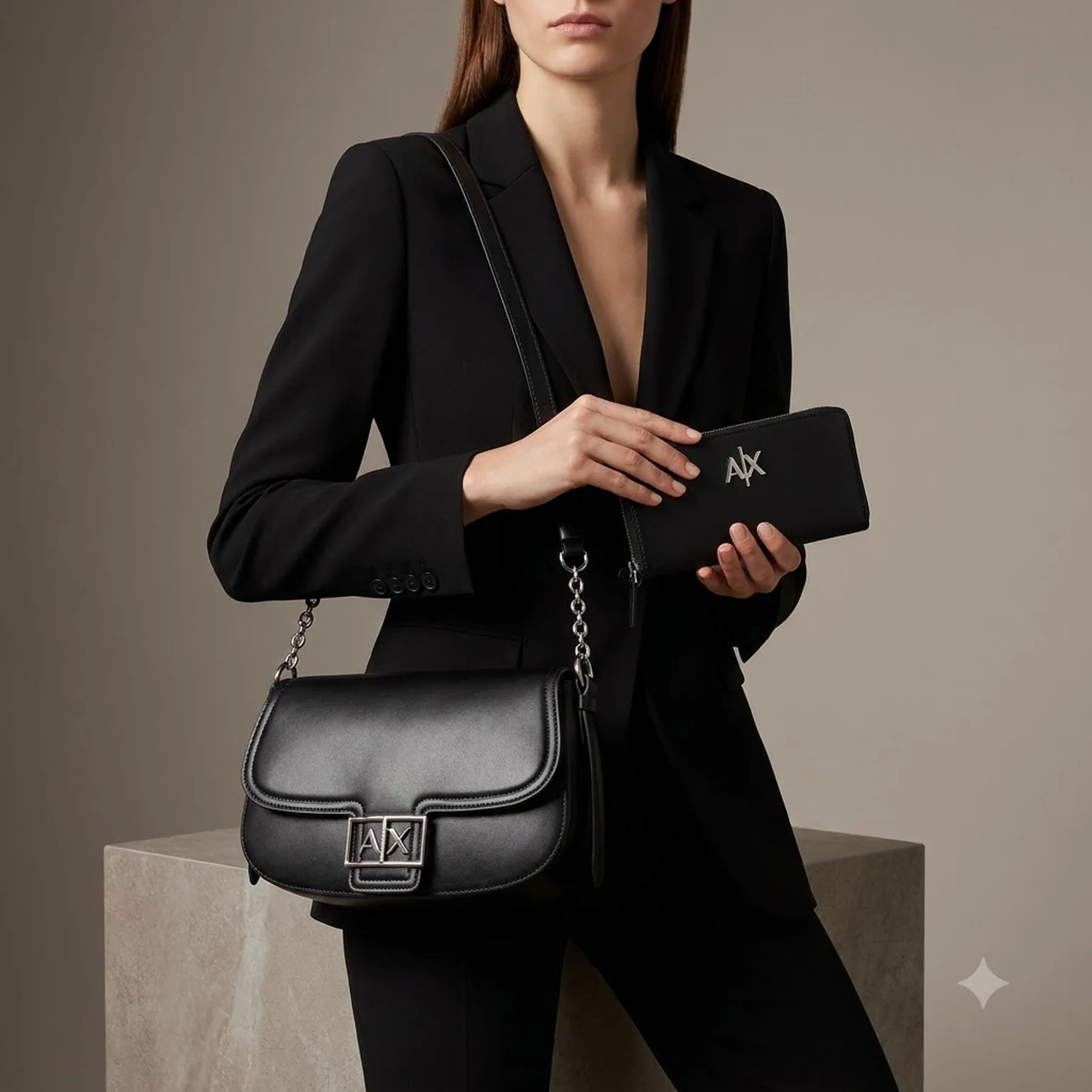 Жіночий набір Armani Exchange сумка та гаманець 1159858992 Чорний