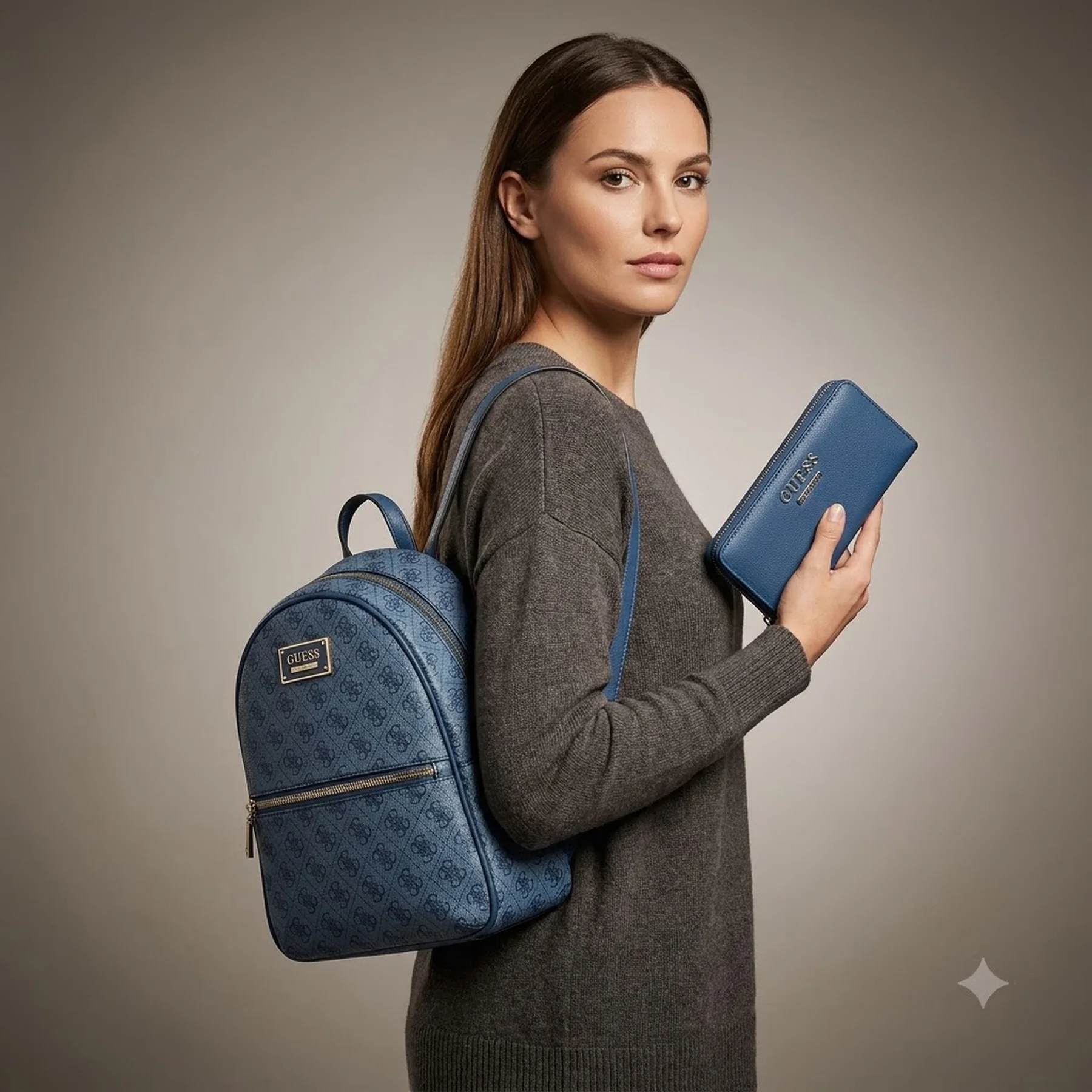 Жіночий набір GUESS рюкзак та гаманець 1159858885 (Синій One Size)