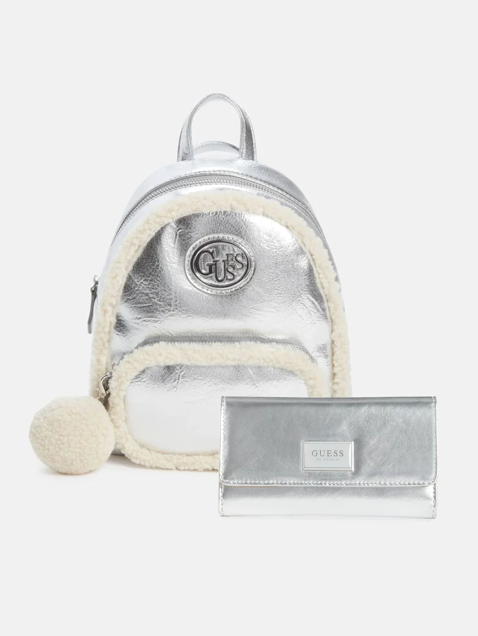 Жіночий набір GUESS рюкзак та гаманець 1159858898 (Сріблястий One Size)