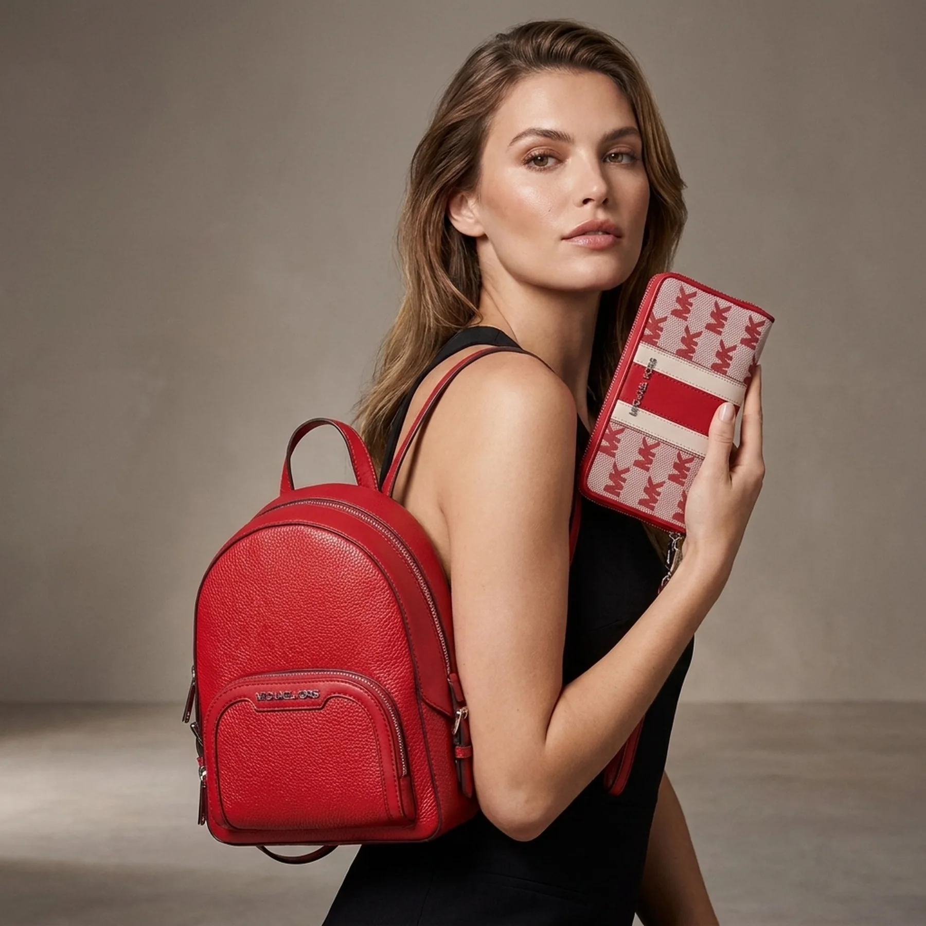 Жіночий набір Jaycee Michael Kors рюкзак та гаманець 1159845979 (Червоний One size)