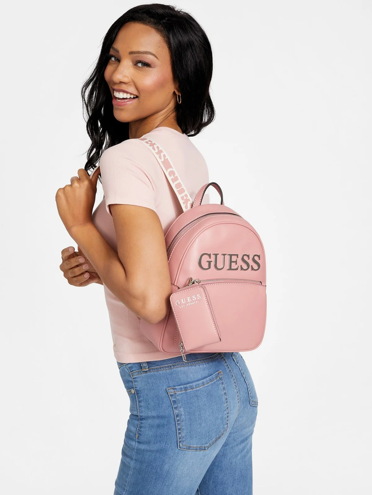 Жіночий рюкзак GUESS з логотипом 1159809511 (Рожевий, One size)