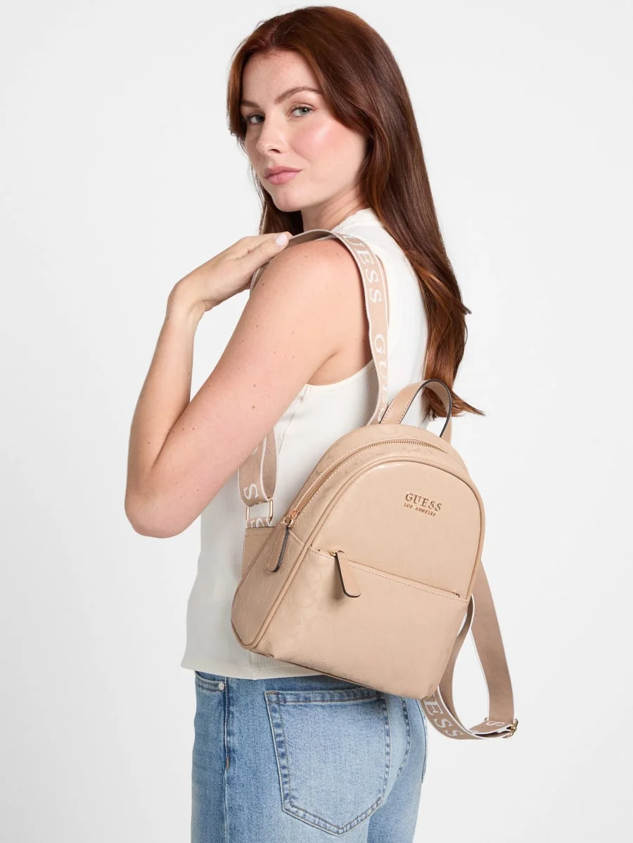 Жіночий рюкзак GUESS з принтом 1159843904 (Бежевий One Size)