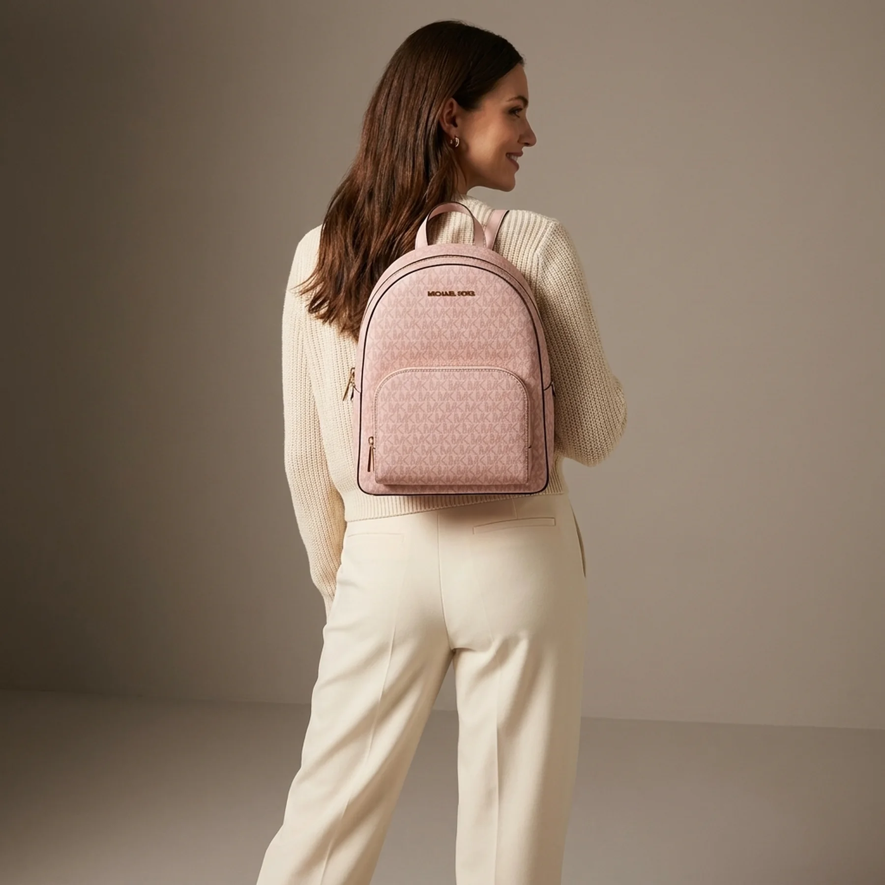 Жіночий рюкзак з принтом Jaycee Michael Kors в подарунковій коробці 1159851127 (Рожевий One size)