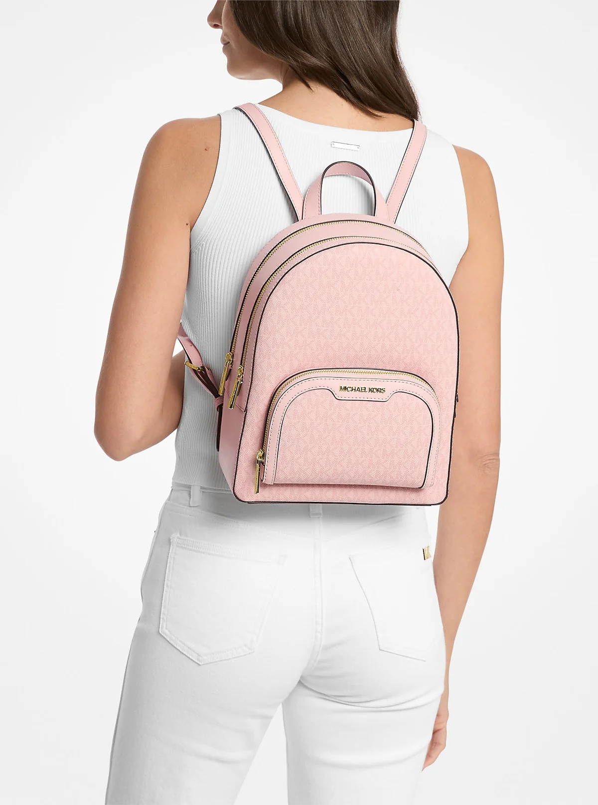 Жіночий рюкзак з принтом Jaycee Michael Kors в подарунковій коробці 1159851127 (Рожевий One size)