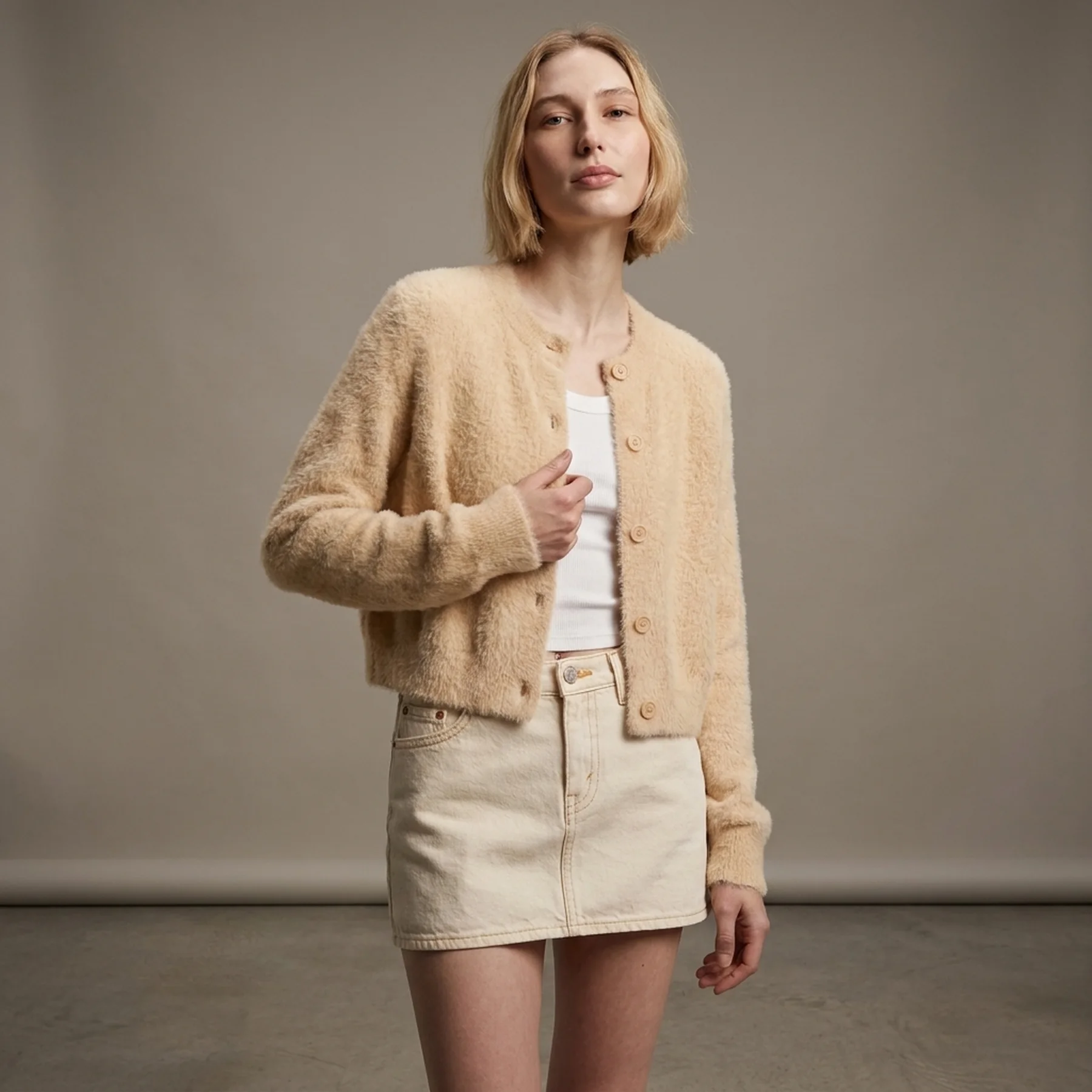 Жіночий укорочений кардиган Levi's кофта 1159808763 (Бежевий, XXL)