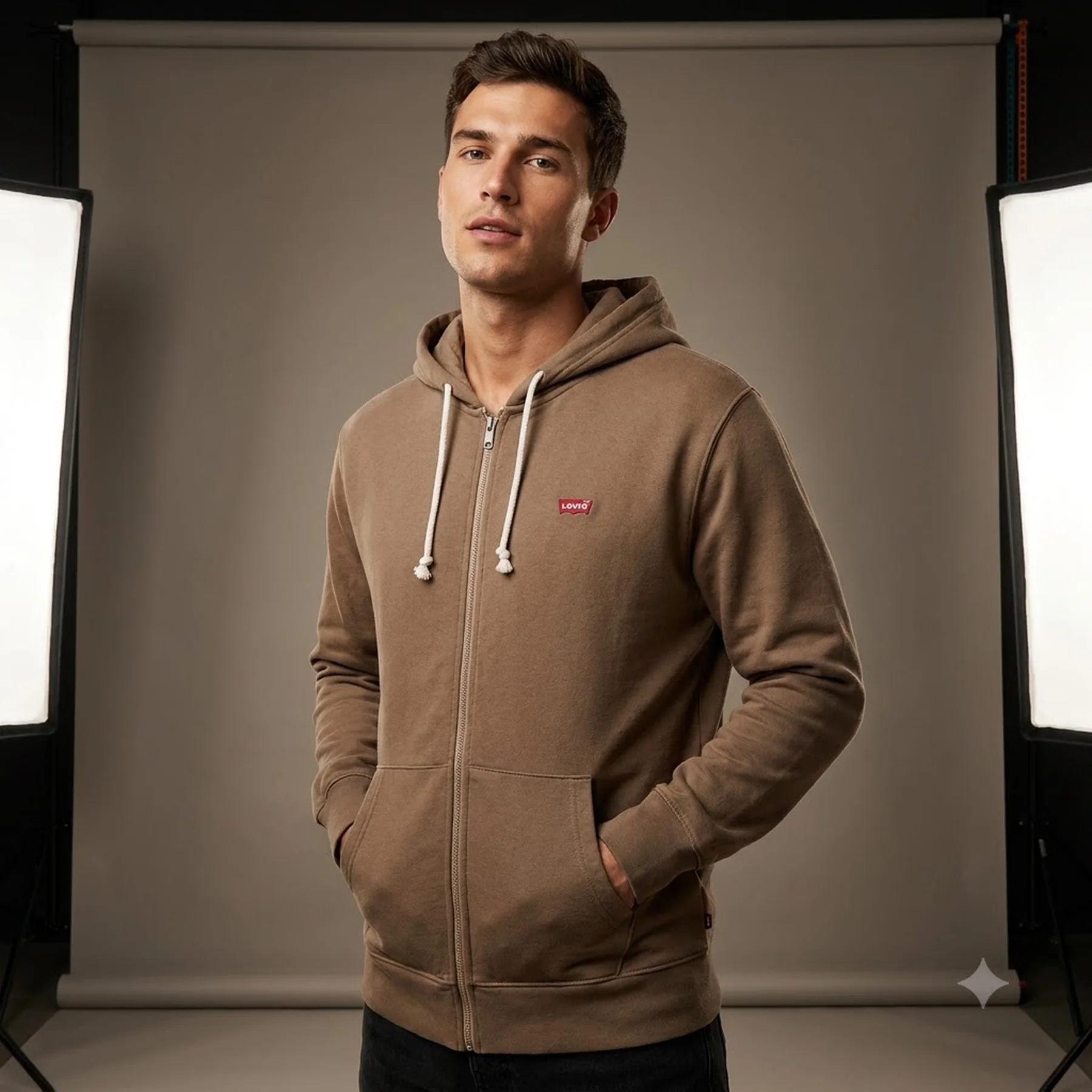 Зіп худі Levi's Zip-Up Hoodie Brown